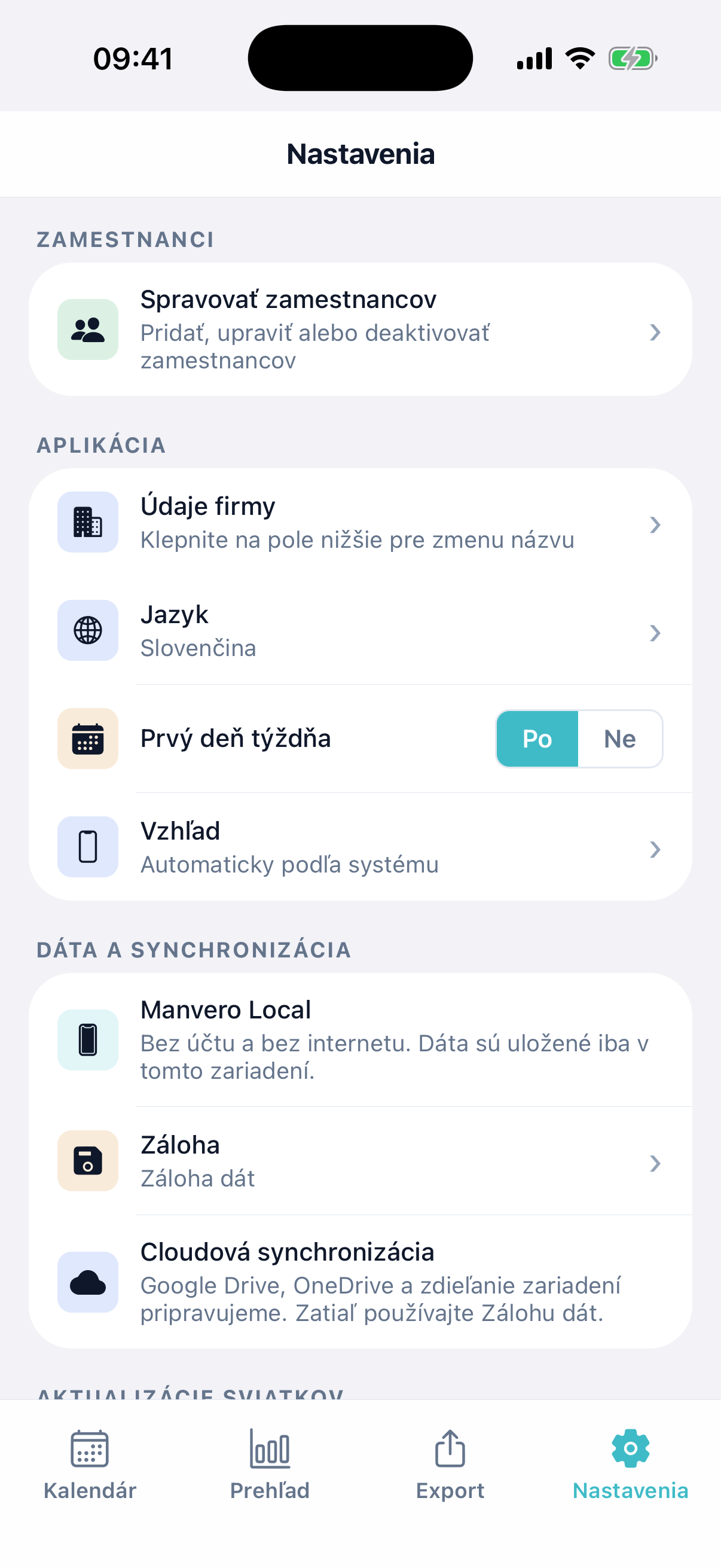 Nastavenia aplikácie