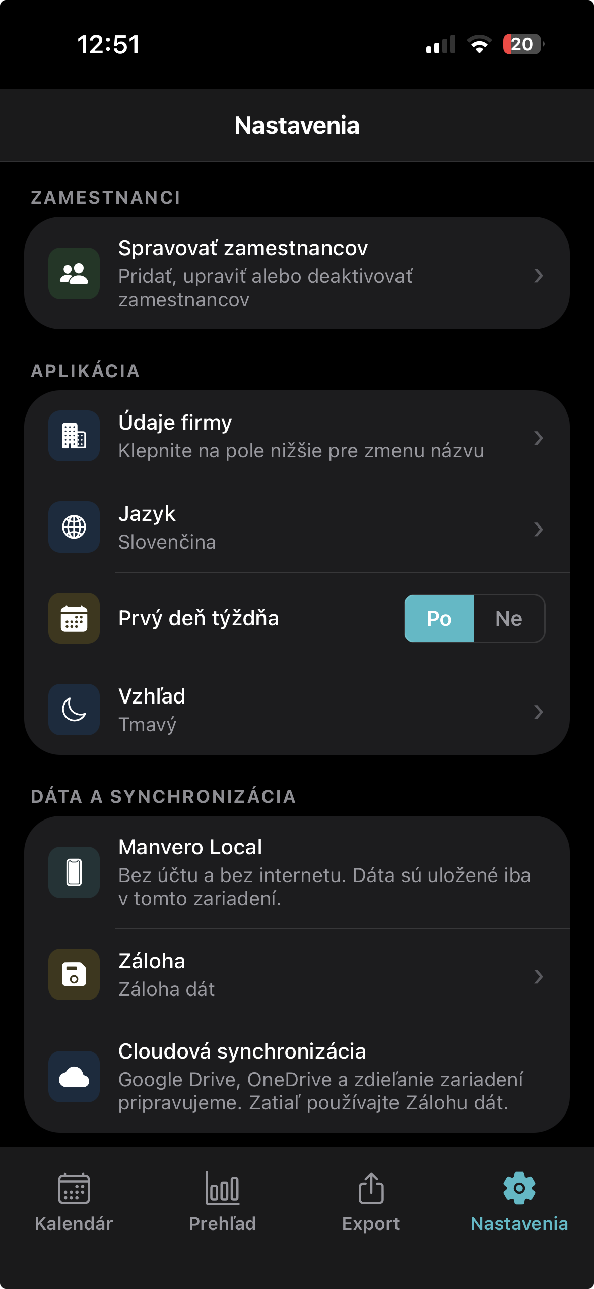 Tmavé nastavenia